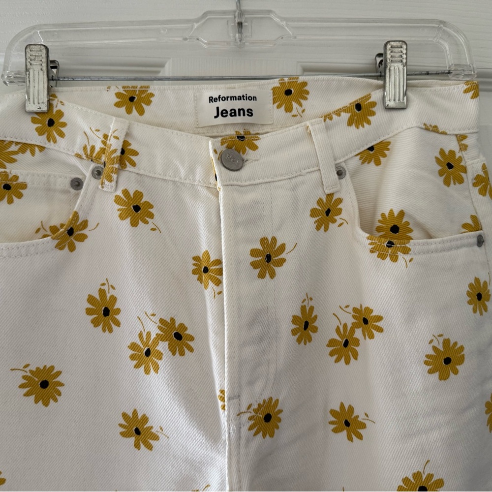 Reformation White Floral Women's Jeans